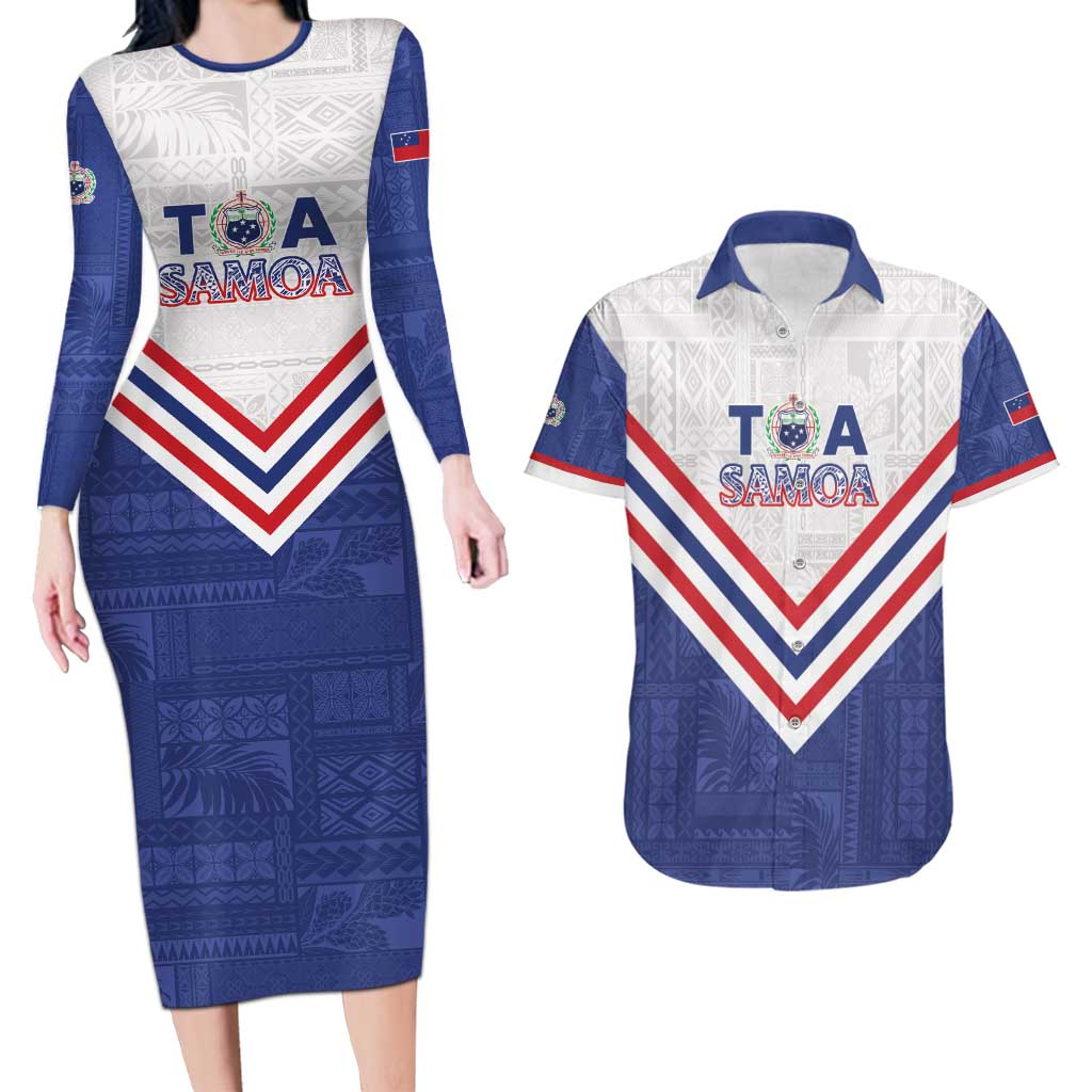 Custom Toa Samoa Rugby Couples Matching Long Sleeve Bodycon Dress and Hawaiian Shirt 1992-1993 Special Edition - Polynesian Pride