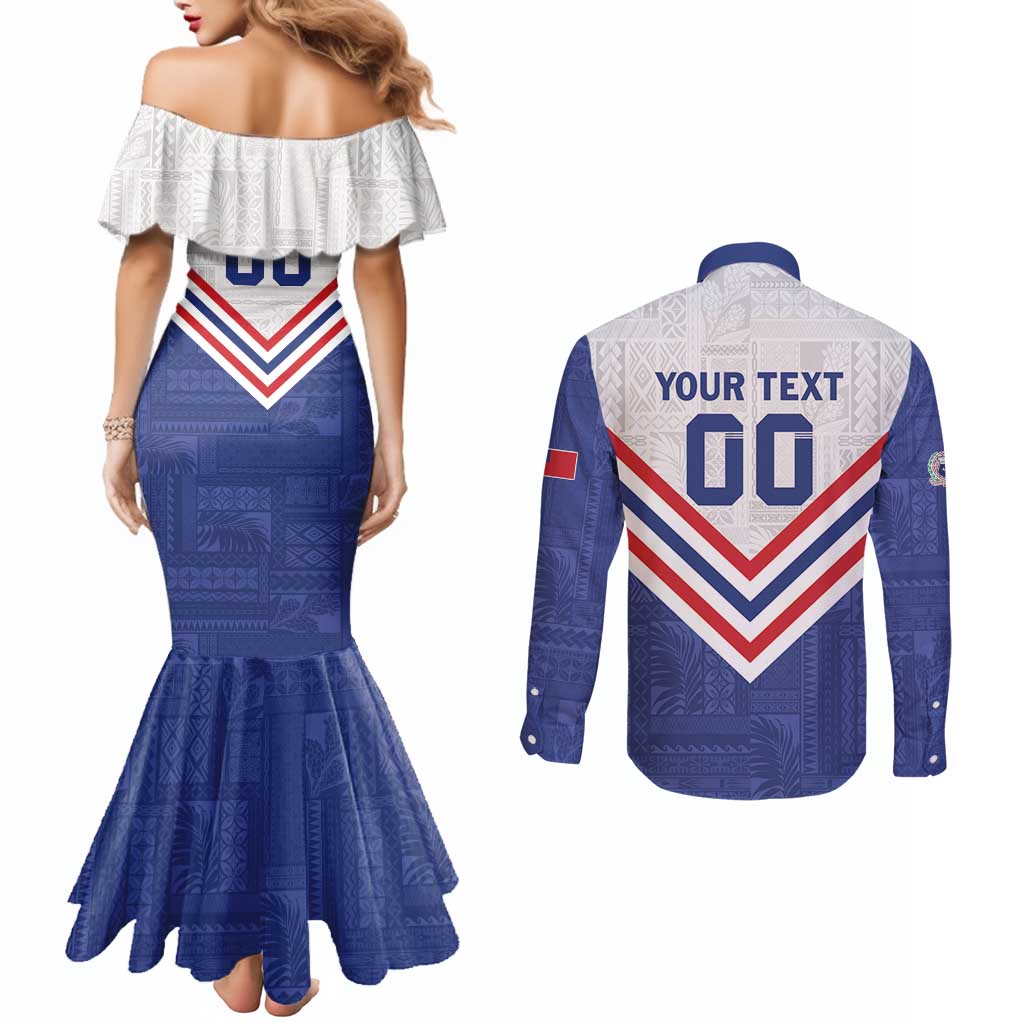Custom Toa Samoa Rugby Couples Matching Mermaid Dress and Long Sleeve Button Shirt 1992-1993 Special Edition - Polynesian Pride