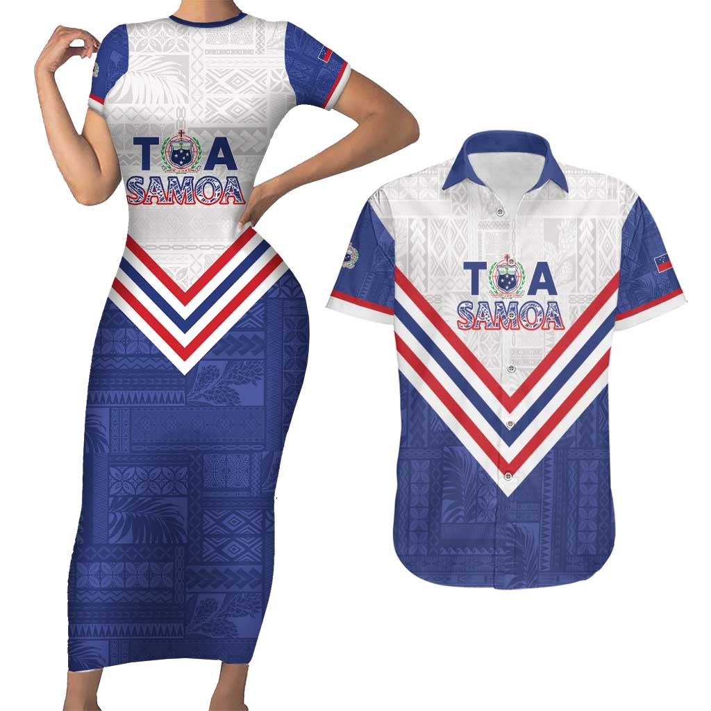 Custom Toa Samoa Rugby Couples Matching Short Sleeve Bodycon Dress and Hawaiian Shirt 1992-1993 Special Edition - Polynesian Pride
