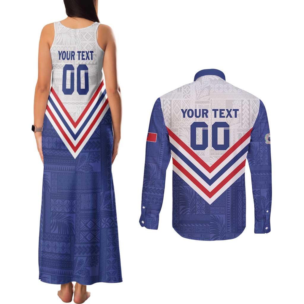 Custom Toa Samoa Rugby Couples Matching Tank Maxi Dress and Long Sleeve Button Shirt 1992-1993 Special Edition - Polynesian Pride