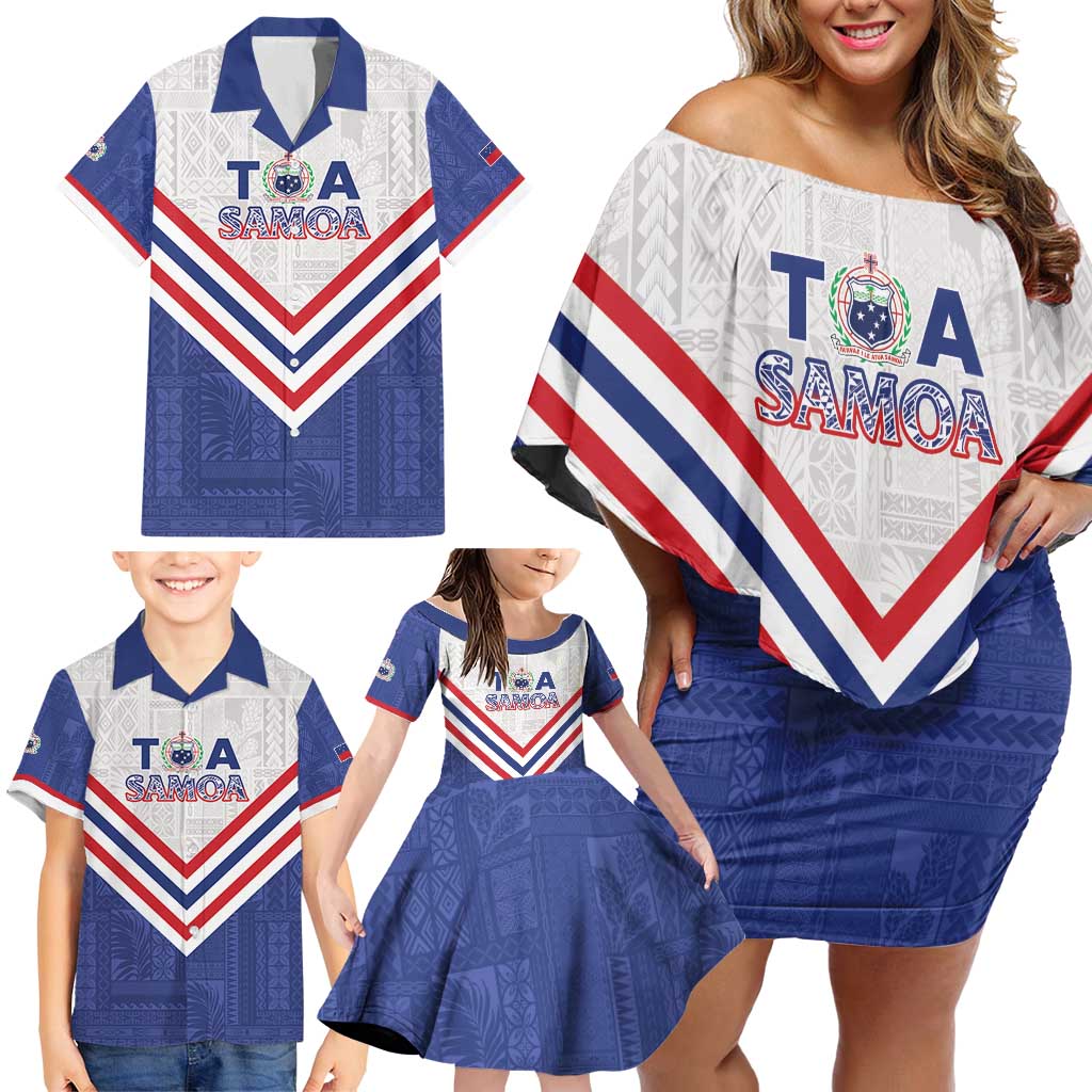 Custom Toa Samoa Rugby Family Matching Off Shoulder Short Dress and Hawaiian Shirt 1992-1993 Special Edition - Polynesian Pride