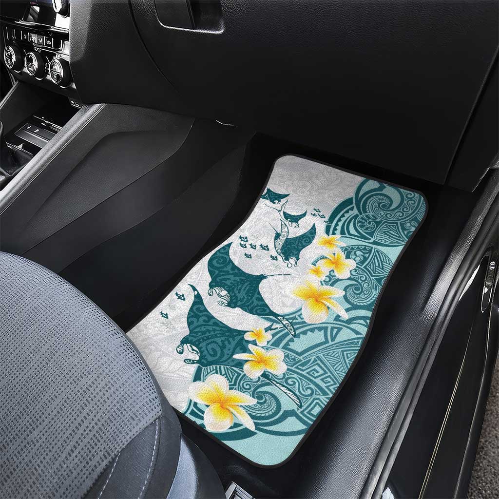 Maori Manta Ray Plumeria Teal Car Mats