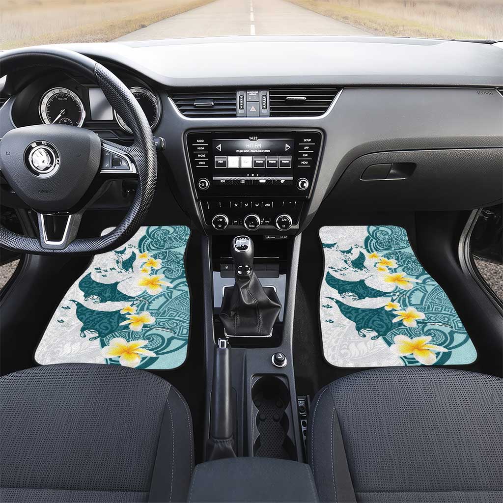 Maori Manta Ray Plumeria Teal Car Mats