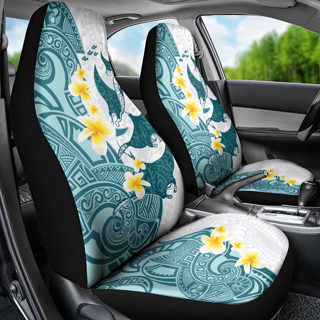 Maori Manta Ray Plumeria Teal Car Seat Cover