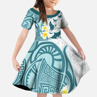 Maori Manta Ray Plumeria Teal Family Matching Summer Maxi Dress and Hawaiian Shirt