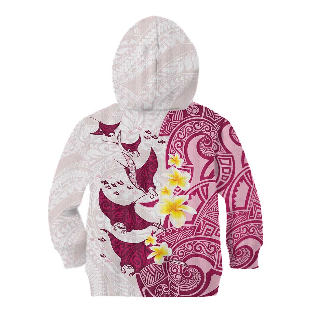 Maori Manta Ray Plumeria Royal Pink Kid Hoodie LT01 - Polynesian Pride