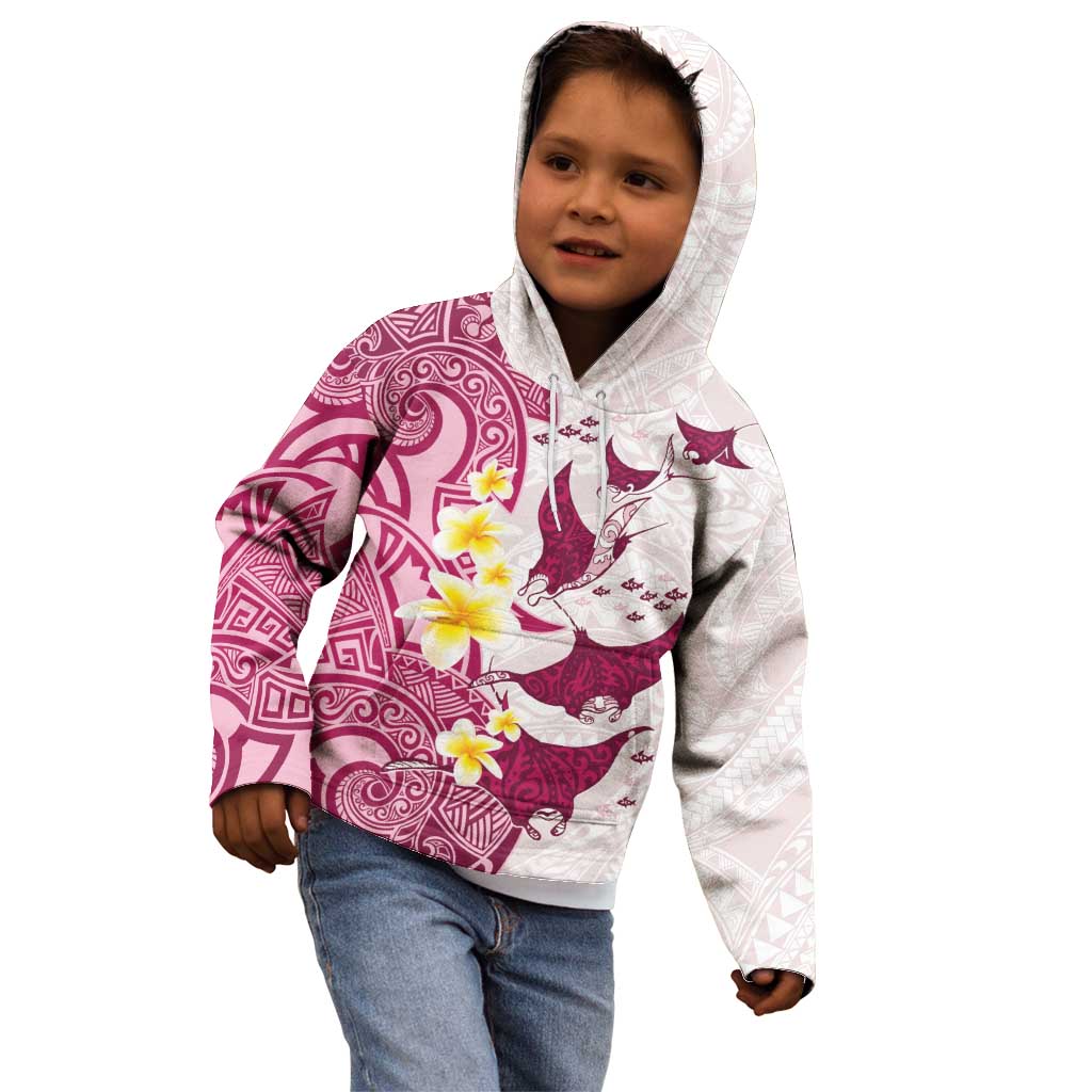Maori Manta Ray Plumeria Royal Pink Kid Hoodie LT01 - Polynesian Pride