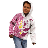 Maori Manta Ray Plumeria Royal Pink Kid Hoodie LT01 - Polynesian Pride
