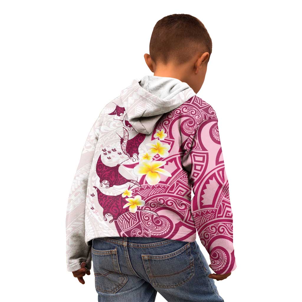 Maori Manta Ray Plumeria Royal Pink Kid Hoodie LT01 - Polynesian Pride