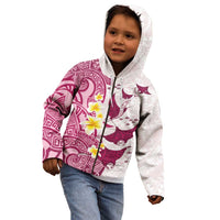 Maori Manta Ray Plumeria Royal Pink Kid Hoodie LT01 - Polynesian Pride