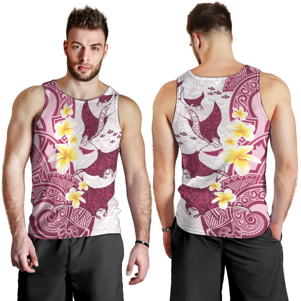 Maori Manta Ray Plumeria Royal Pink Men Tank Top