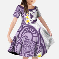 Maori Manta Ray Plumeria Deep Purple Family Matching Mermaid Dress and Hawaiian Shirt