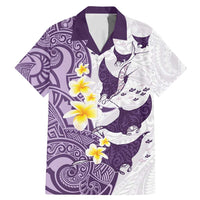 Maori Manta Ray Plumeria Deep Purple Family Matching Mermaid Dress and Hawaiian Shirt