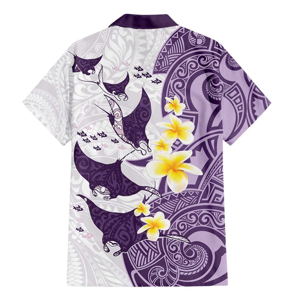 Maori Manta Ray Plumeria Deep Purple Family Matching Mermaid Dress and Hawaiian Shirt