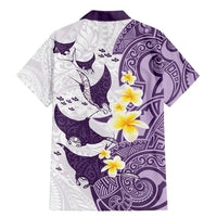 Maori Manta Ray Plumeria Deep Purple Family Matching Mermaid Dress and Hawaiian Shirt