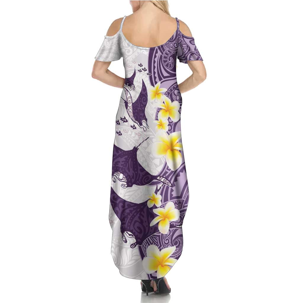 Maori Manta Ray Plumeria Deep Purple Family Matching Summer Maxi Dress and Hawaiian Shirt