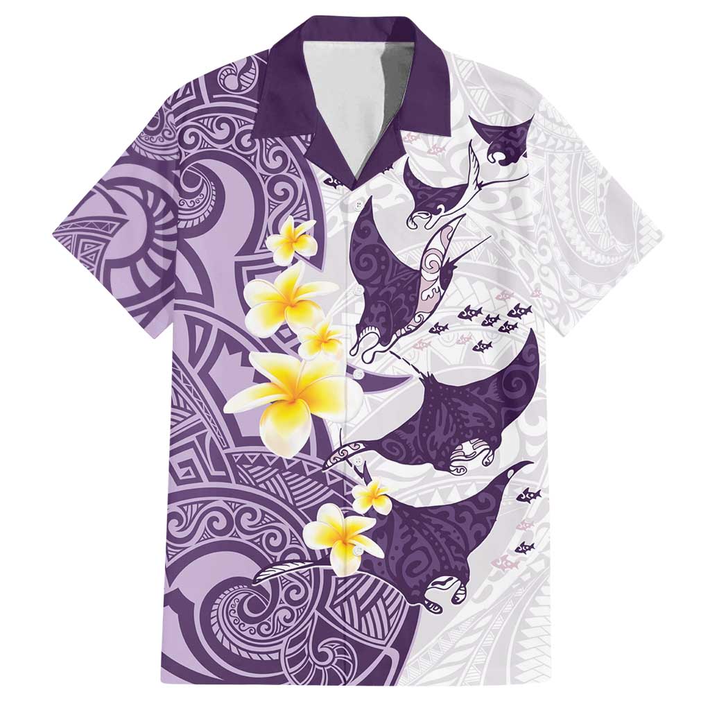 Maori Manta Ray Plumeria Deep Purple Family Matching Tank Maxi Dress and Hawaiian Shirt
