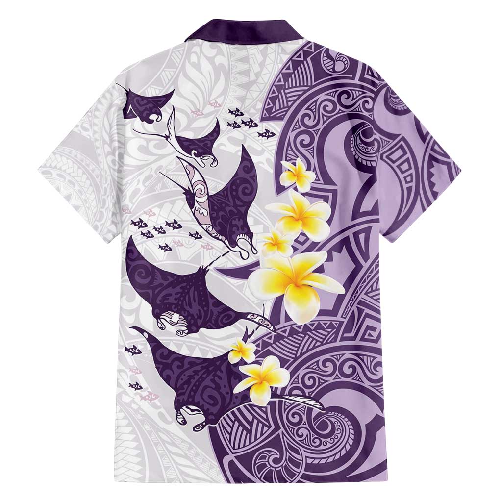 Maori Manta Ray Plumeria Deep Purple Family Matching Tank Maxi Dress and Hawaiian Shirt