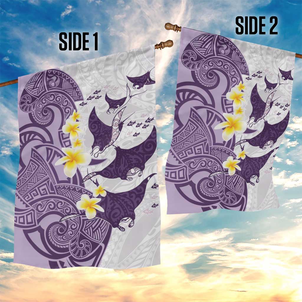 Maori Manta Ray Plumeria Deep Purple Garden Flag
