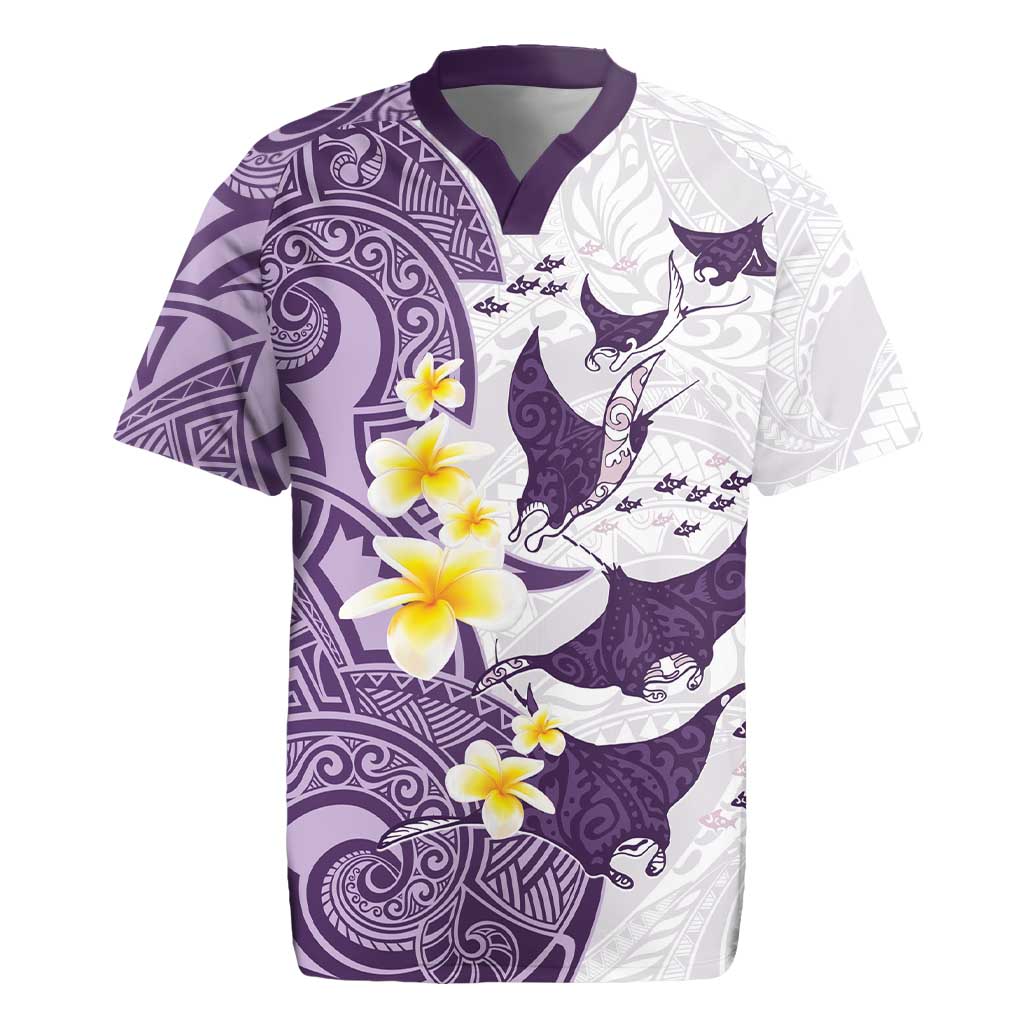 Maori Manta Ray Plumeria Deep Purple Rugby Jersey