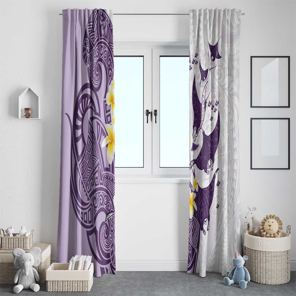 Maori Manta Ray Plumeria Deep Purple Window Curtain