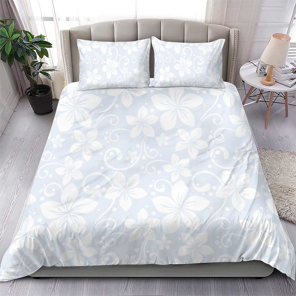 Plumeria Floral White Sunday Bedding Set LT01 - Polynesian Pride