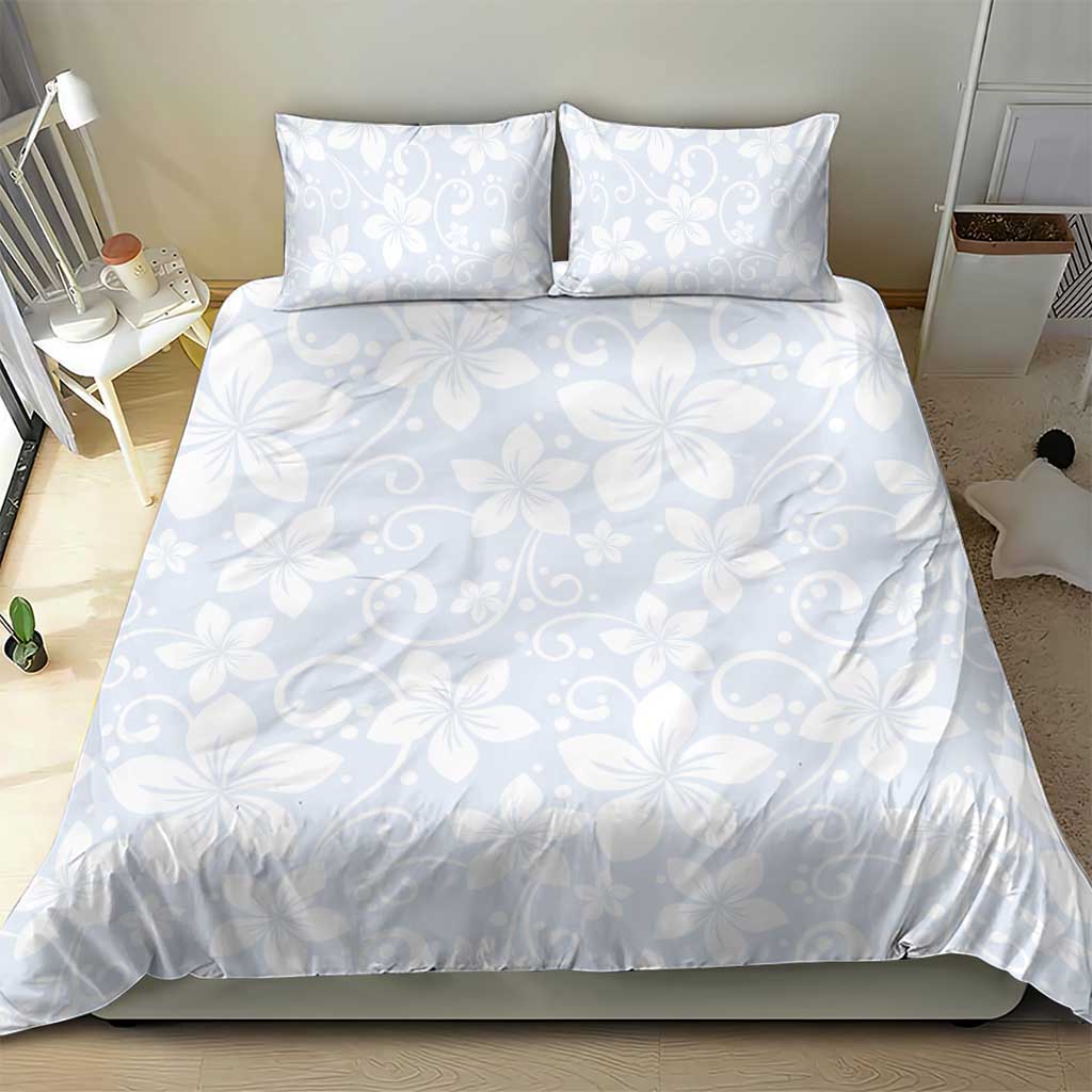 Plumeria Floral White Sunday Bedding Set LT01 - Polynesian Pride
