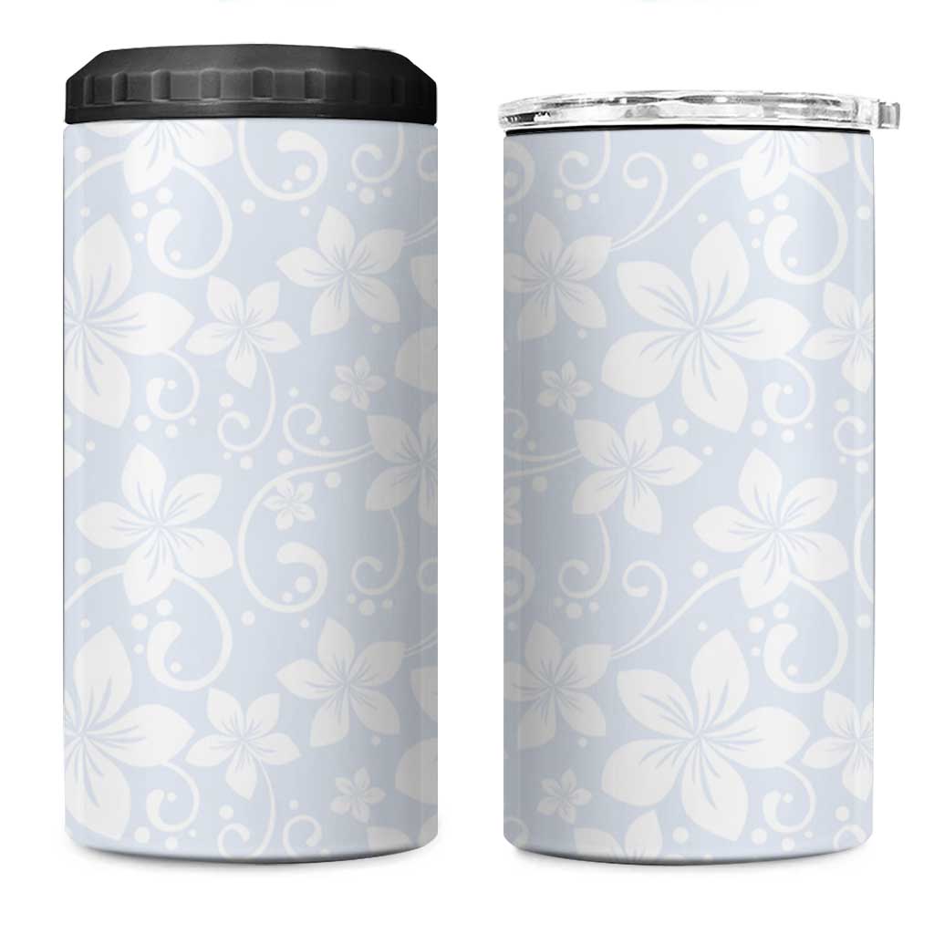 Plumeria Floral White Sunday 4 in 1 Can Cooler Tumbler