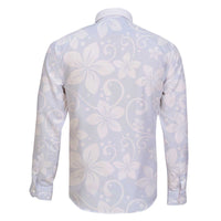 Plumeria Floral White Sunday Family Matching Off The Shoulder Long Sleeve Dress and Hawaiian Shirt