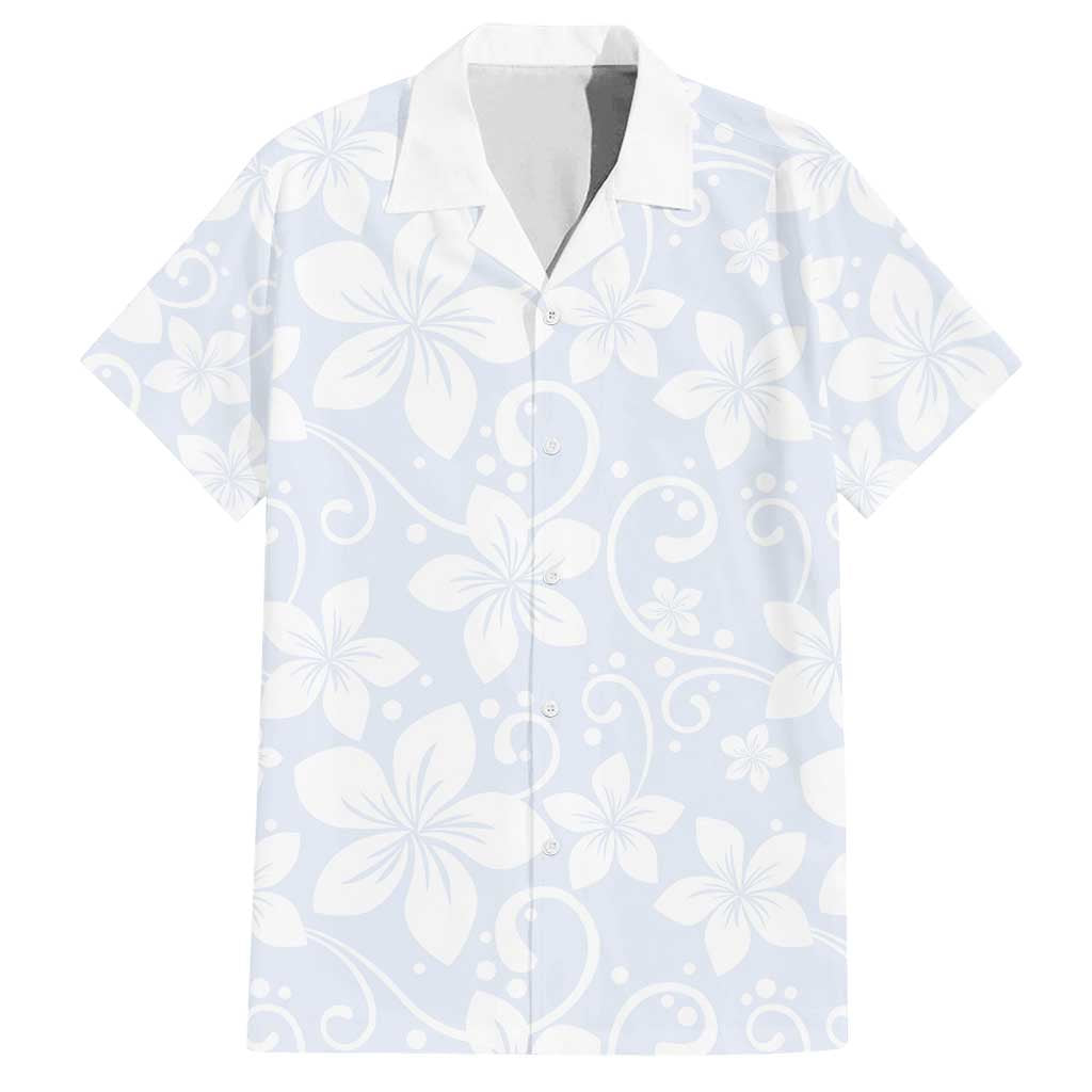 Plumeria Floral White Sunday Family Matching Puletasi and Hawaiian Shirt