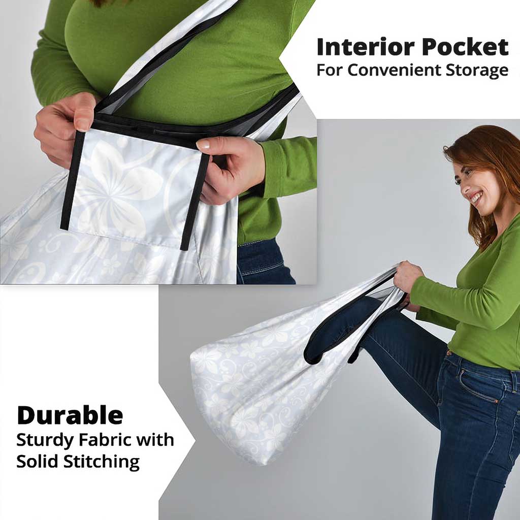 Plumeria Floral White Sunday Grocery Bag