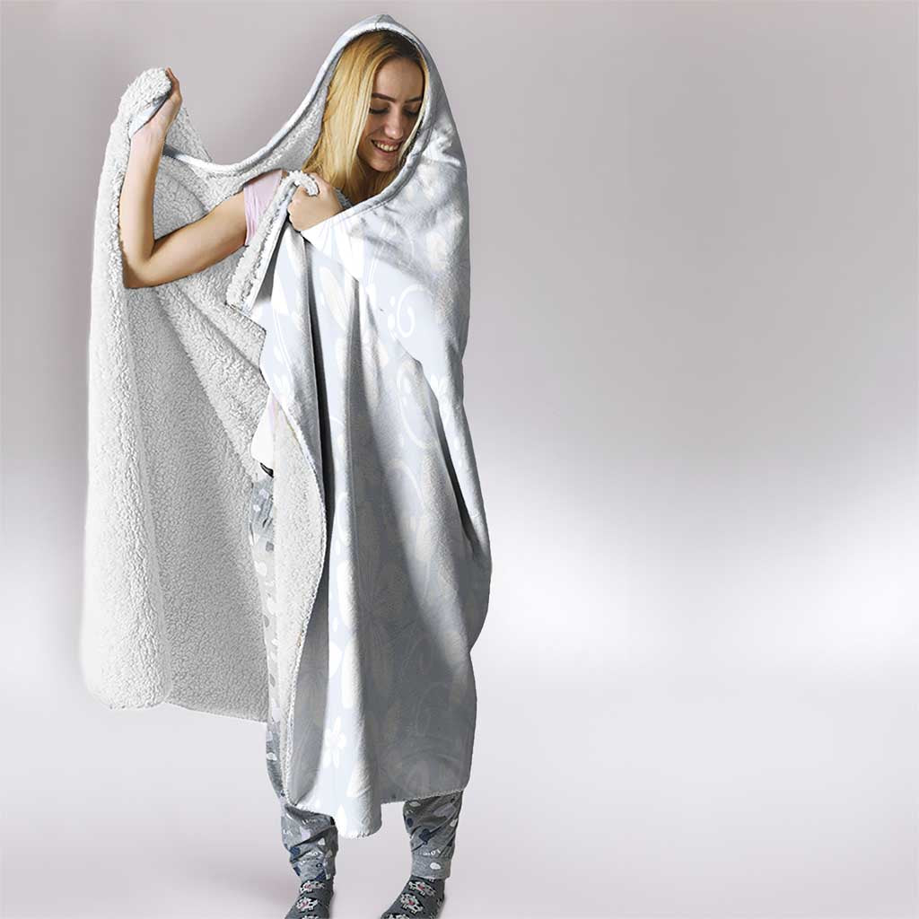 Plumeria Floral White Sunday Hooded Blanket LT01 - Polynesian Pride