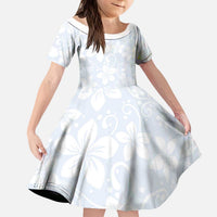 Plumeria Floral White Sunday Kid Short Sleeve Dress LT01 KID White - Polynesian Pride