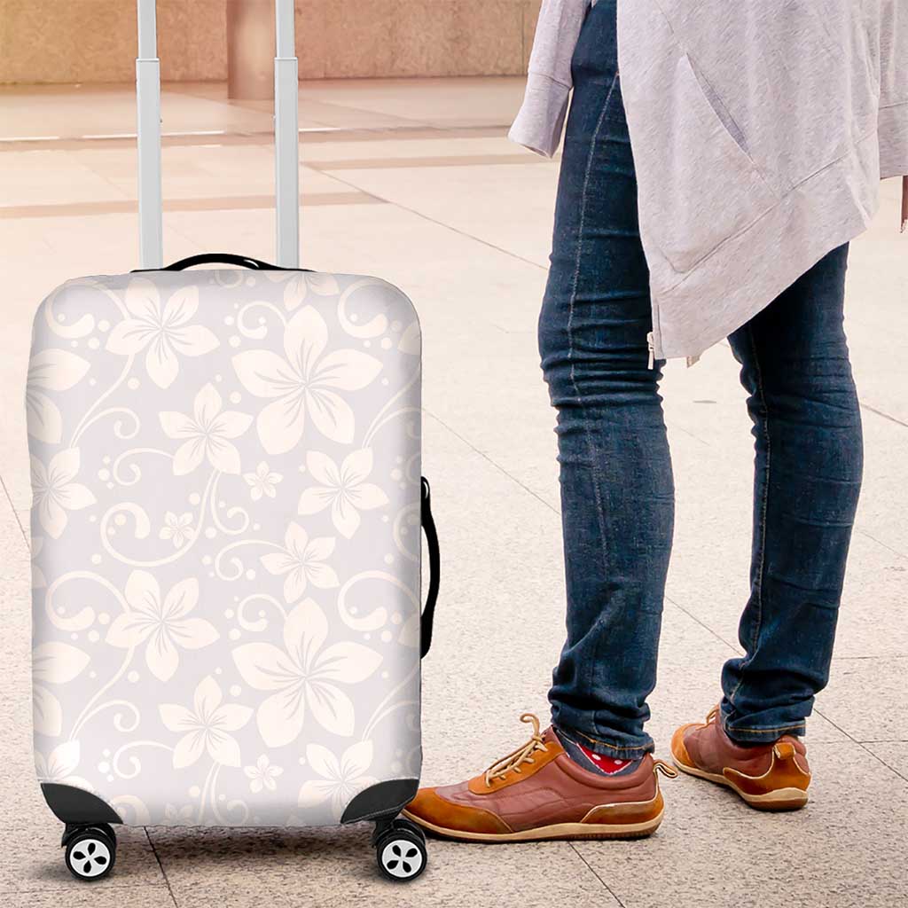 Plumeria Floral White Sunday Luggage Cover LT01 White - Polynesian Pride