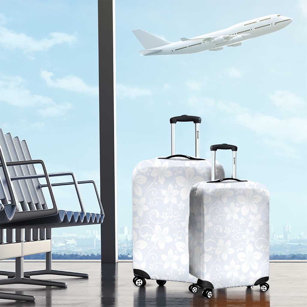 Plumeria Floral White Sunday Luggage Cover LT01 - Polynesian Pride