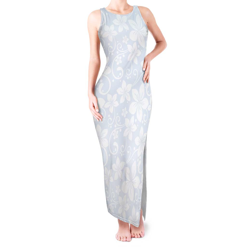 Plumeria Floral White Sunday Tank Maxi Dress
