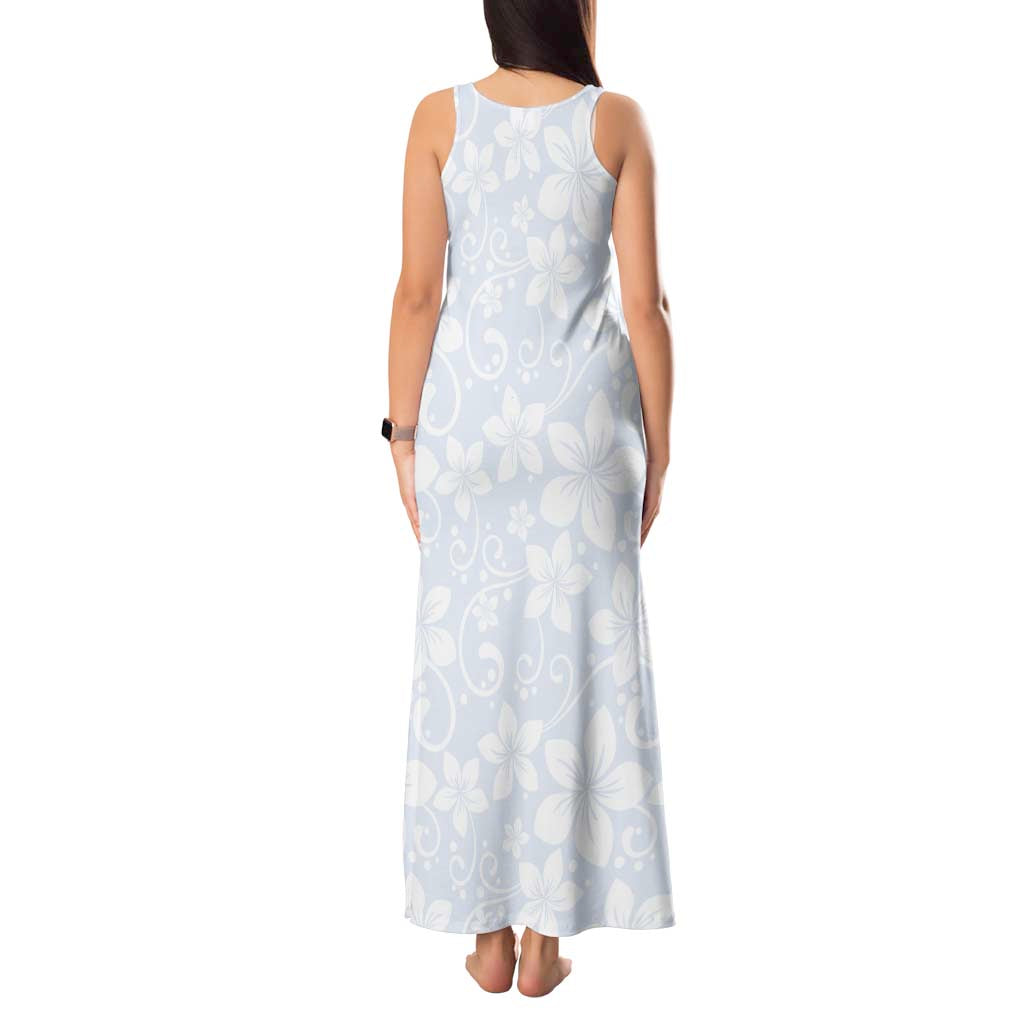 Plumeria Floral White Sunday Tank Maxi Dress