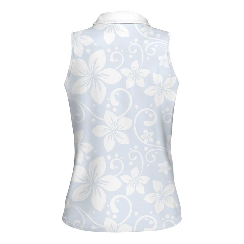 Plumeria Floral White Sunday Women Sleeveless Polo Shirt LT01 - Polynesian Pride