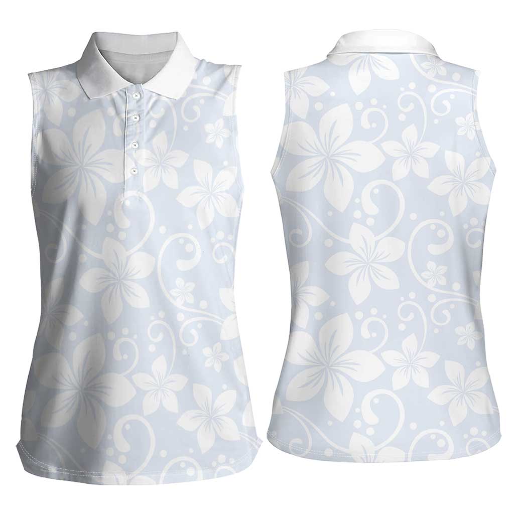 Plumeria Floral White Sunday Women Sleeveless Polo Shirt LT01 - Polynesian Pride