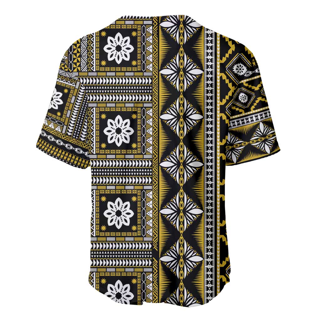 Fiji Masi Tapa Pattern Yellow Baseball Jersey - Polynesian Pride