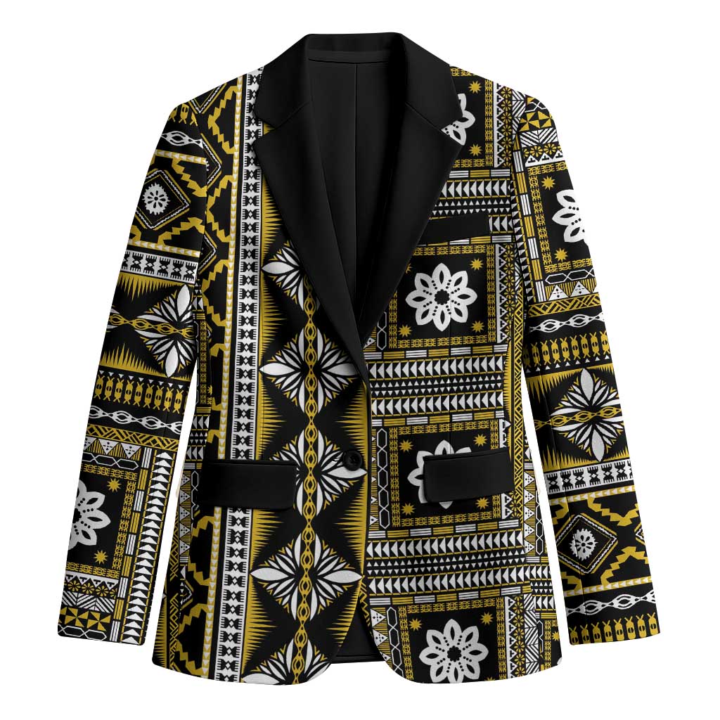 Fiji Masi Tapa Pattern Yellow Blazer - Polynesian Pride