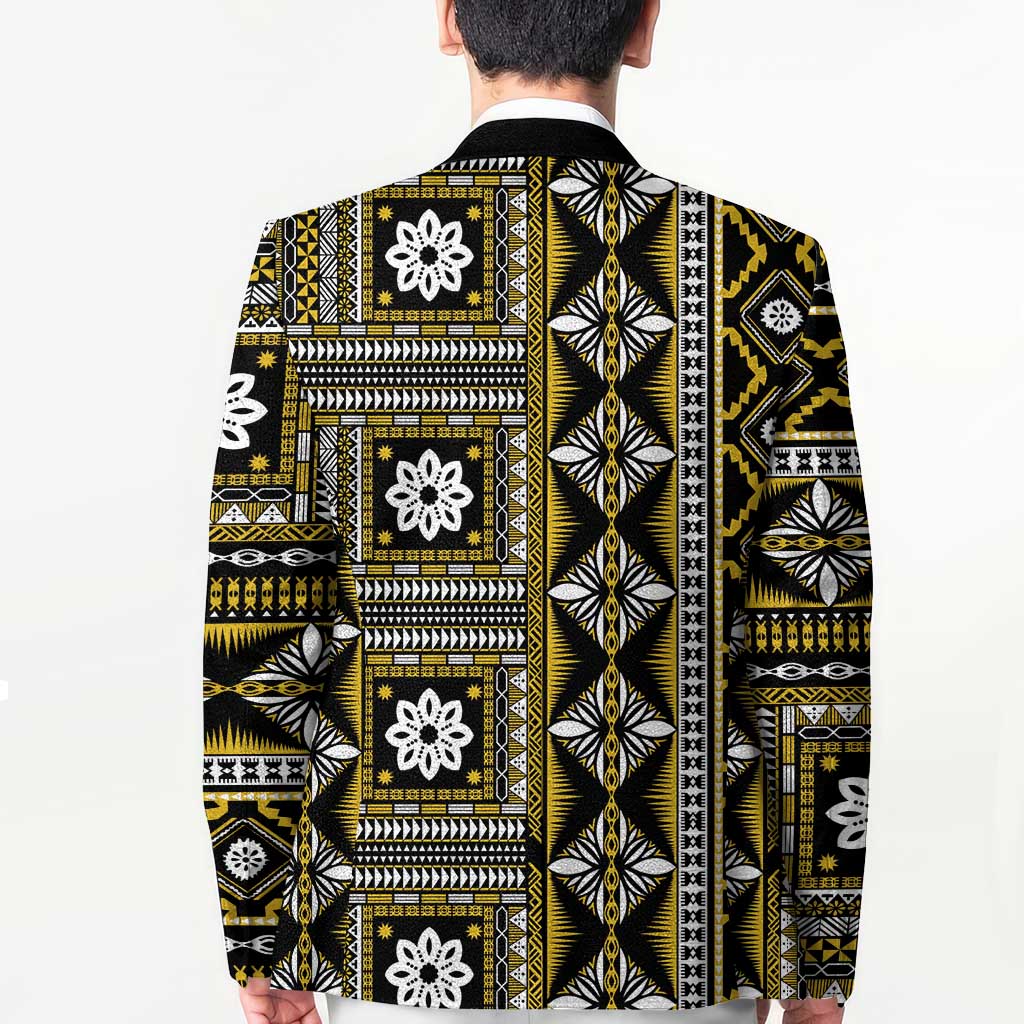 Fiji Masi Tapa Pattern Yellow Blazer - Polynesian Pride