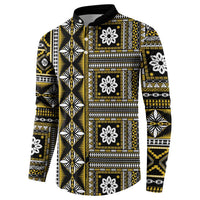 Fiji Masi Tapa Pattern Yellow Button Sweatshirt - Polynesian Pride
