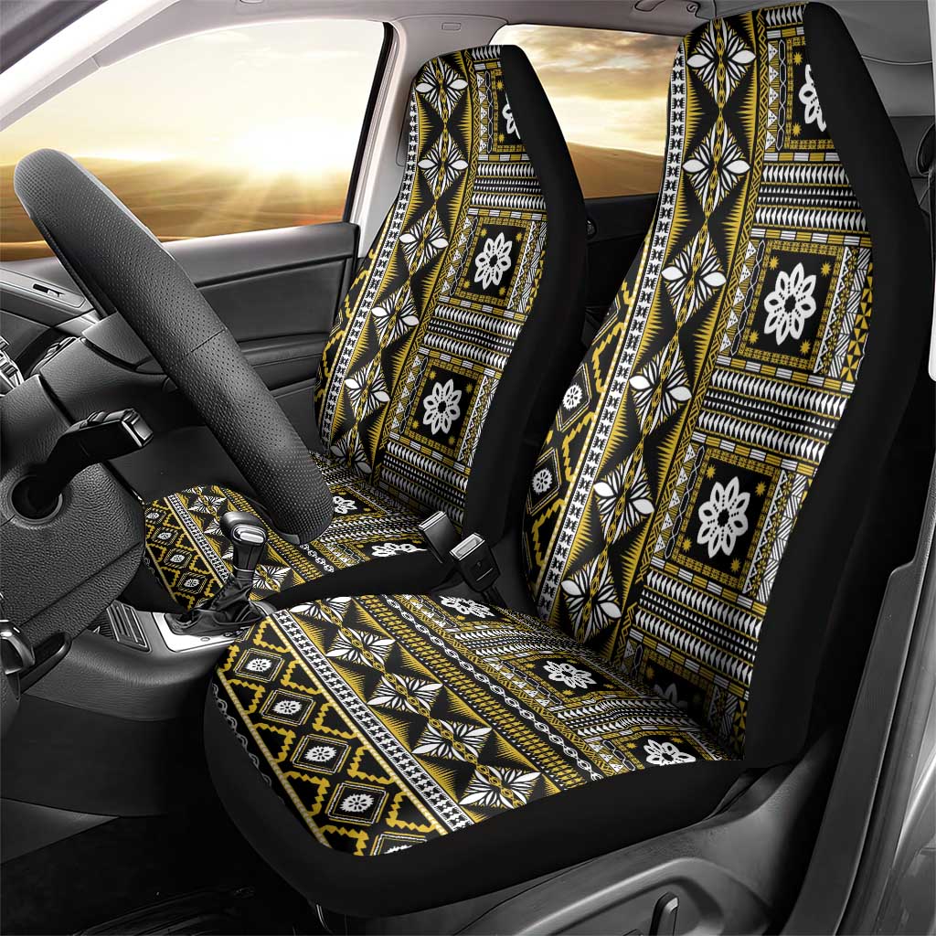 Fiji Masi Tapa Pattern Yellow Car Seat Cover - Polynesian Pride