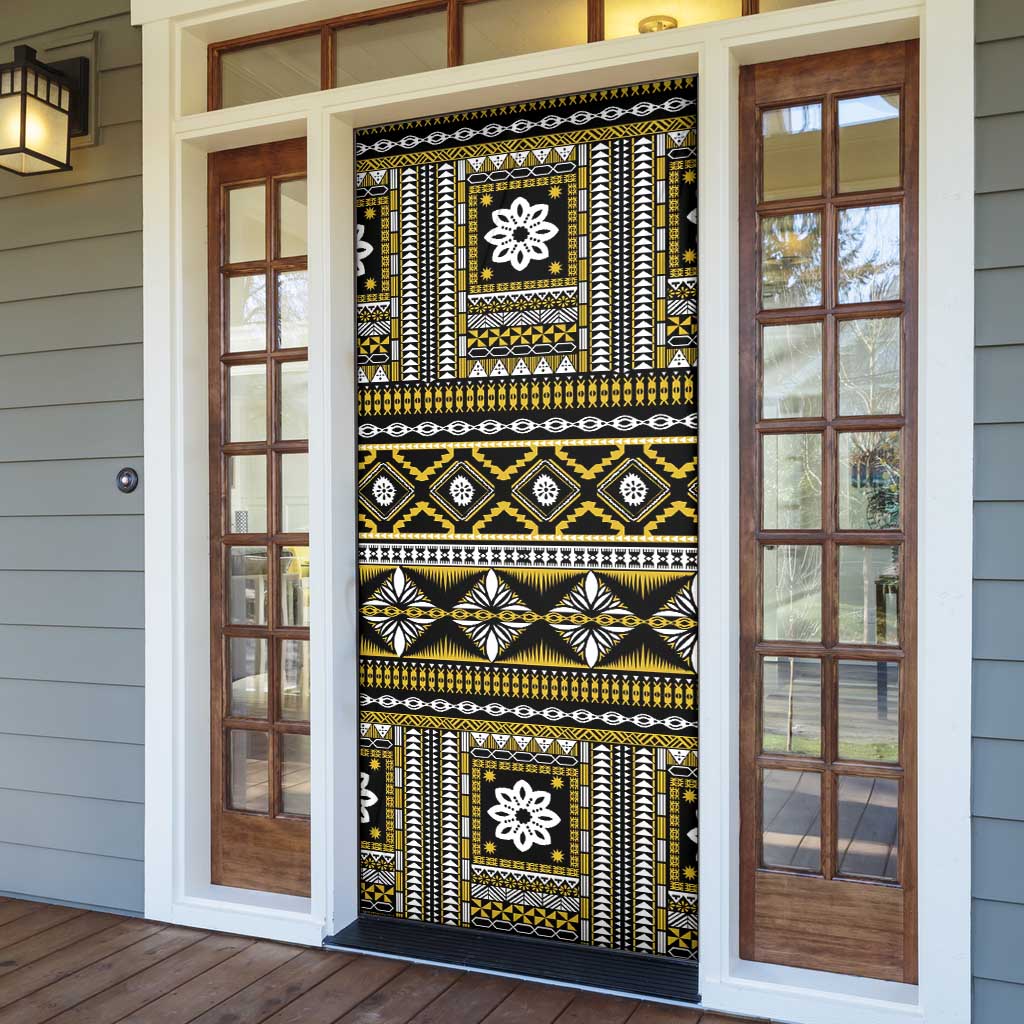 Fiji Masi Tapa Pattern Yellow Door Cover - Polynesian Pride