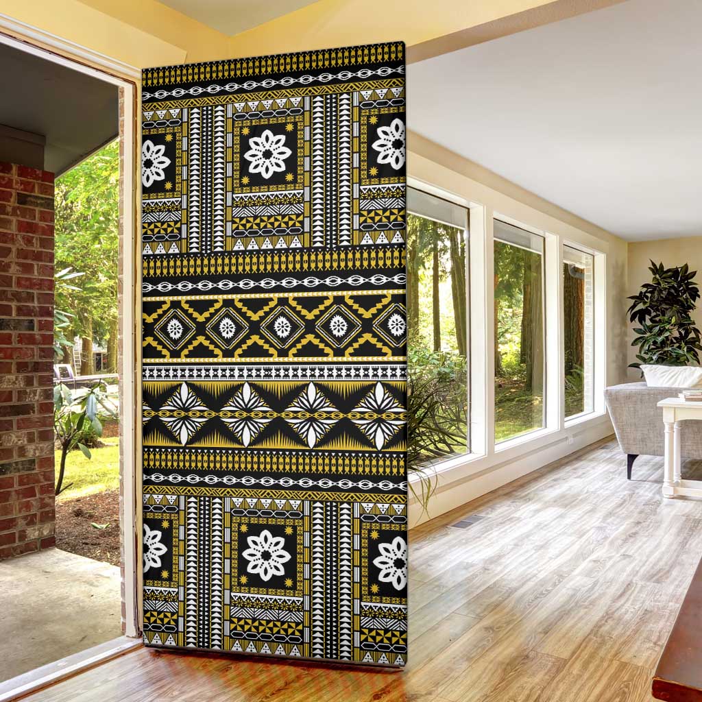 Fiji Masi Tapa Pattern Yellow Door Cover - Polynesian Pride