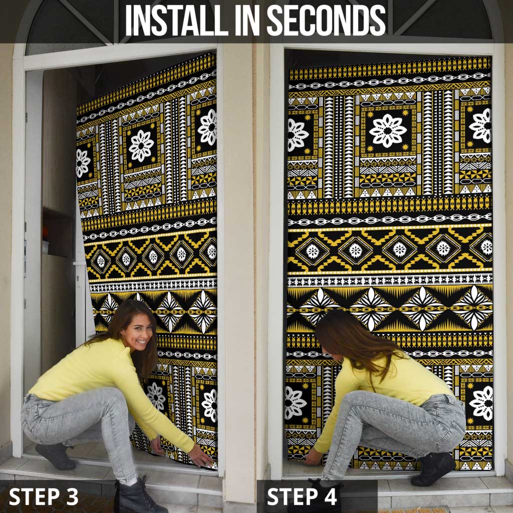 Fiji Masi Tapa Pattern Yellow Door Cover - Polynesian Pride