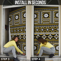 Fiji Masi Tapa Pattern Yellow Door Cover - Polynesian Pride