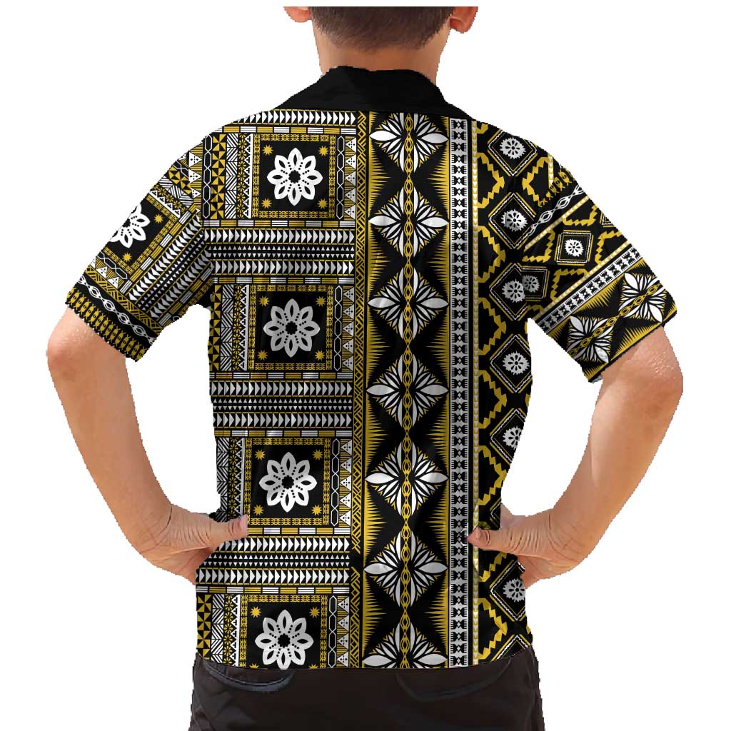 Fiji Masi Tapa Pattern Yellow Family Matching Mermaid Dress and Hawaiian Shirt - Polynesian Pride