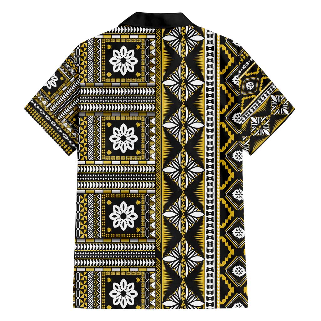 Fiji Masi Tapa Pattern Yellow Family Matching Tank Maxi Dress and Hawaiian Shirt - Polynesian Pride